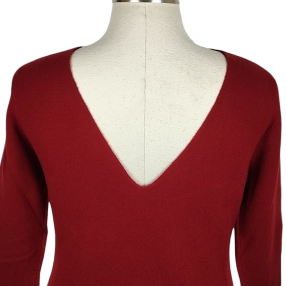 NWT! Cashmere VTG TSE V-Back Boatneck Knit Sweater "Bordeaux" Colorway Large - Picture 6 of 9